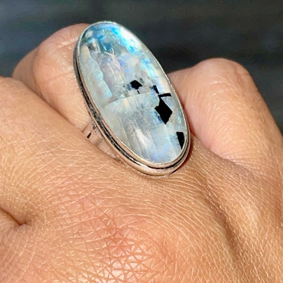 Rainbow Moonstone “The Visionary Stone” Ring 7 1/4 - Picture 9 of 14